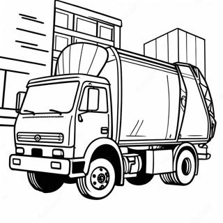 Colorful Garbage Truck On The Street Coloring Page 502-404