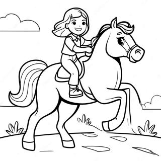 Adventurous Girl Riding A Galloping Horse Coloring Page 50354-40191