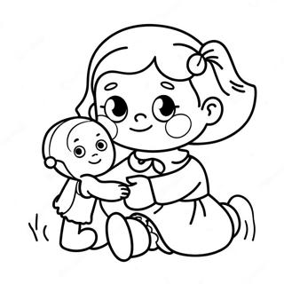 Little Girl Playing With A Doll Coloring Page 50363-40194