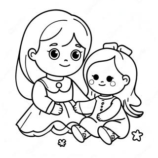 Little Girl Playing With A Doll Coloring Page 50363-40195