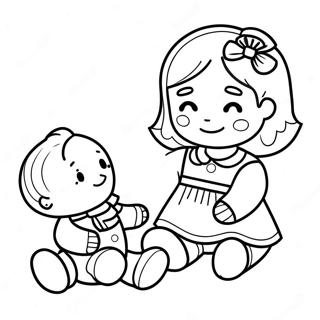 Little Girl Playing With A Doll Coloring Page 50363-40196