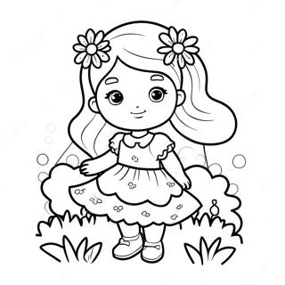 Cute Little Girl In A Flower Dress Coloring Page 50364-40201