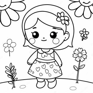 Cute Little Girl In A Flower Dress Coloring Page 50364-40202