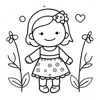 Cute Little Girl In A Flower Dress Coloring Page 50364-40203