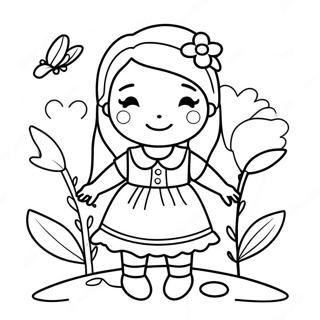 Cute Little Girl In A Flower Dress Coloring Page 50364-40204