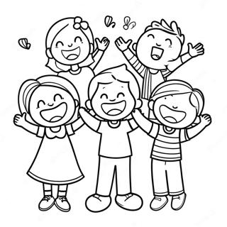 Joyful Kids Singing Coloring Page 5037-4133