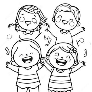 Joyful Kids Singing Coloring Page 5037-4136