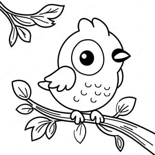 Cute Blue Bird Sitting On A Branch Coloring Page 50394-40227