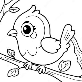 Cute Blue Bird Sitting On A Branch Coloring Page 50394-40228