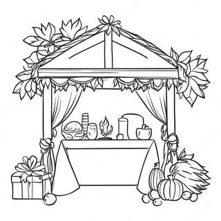 Festive Sukkah With Decorations Coloring Page 50454-40273