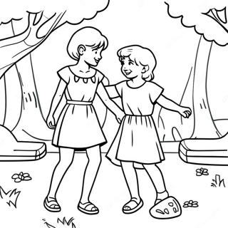 Diana And Roma Playing In The Park Coloring Page 5047-4142