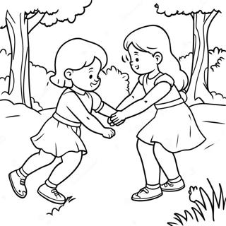 Diana And Roma Playing In The Park Coloring Page 5047-4144