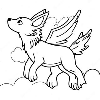 Fantasy Wolf Soaring Through The Sky Coloring Page 50484-40297