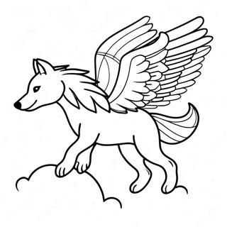 Fantasy Wolf Soaring Through The Sky Coloring Page 50484-40298