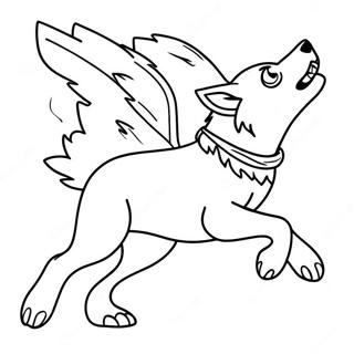 Fantasy Wolf Soaring Through The Sky Coloring Page 50484-40299