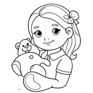 Cute Ashley With A Teddy Bear Coloring Page 50504-40313