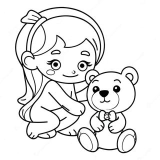 Cute Ashley With A Teddy Bear Coloring Page 50504-40314