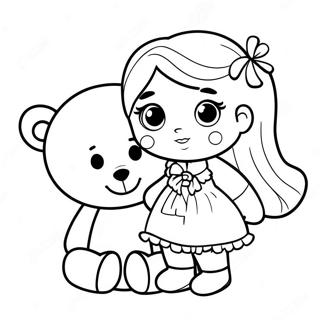 Cute Ashley With A Teddy Bear Coloring Page 50504-40315