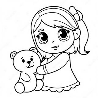 Cute Ashley With A Teddy Bear Coloring Page 50504-40316