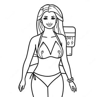 Barbie In A Colorful Swimsuit Coloring Page 50524-40329