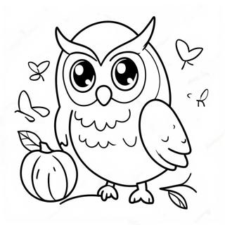 Spooky Owl With Pumpkin Coloring Page 50674-40451