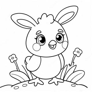 Cute Easter Chick With Bunny Ears Coloring Page 50684-40457