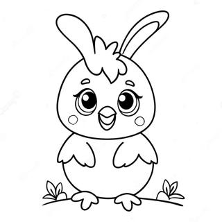 Cute Easter Chick With Bunny Ears Coloring Page 50684-40458