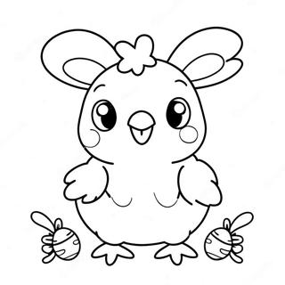 Cute Easter Chick With Bunny Ears Coloring Page 50684-40460