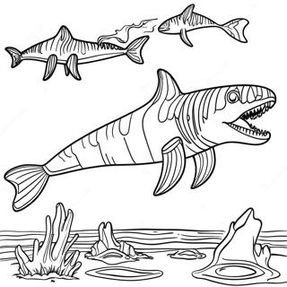 Mosasaurus Megalodon Coloring Page 50713-40480