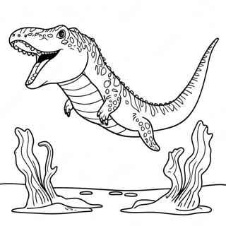 Mosasaurus In Ocean Coloring Page 50714-40484