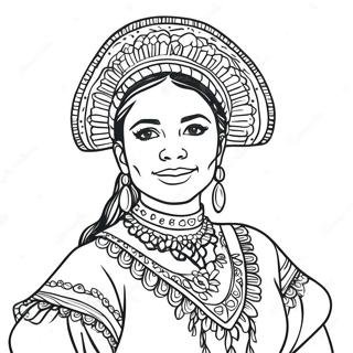 Folklorico Dancer In Colorful Costume Coloring Page 50743-40506