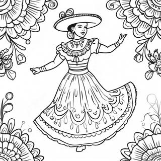 Folklorico Dancer In Colorful Costume Coloring Page 50743-40507