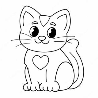 Valentines Cat Coloring Pages