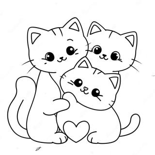 Playful Kittens With Hearts Coloring Page 50754-40514