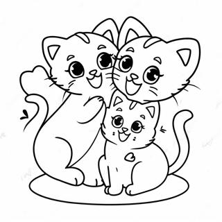 Playful Kittens With Hearts Coloring Page 50754-40515