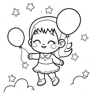 Kiki With Colorful Balloons Coloring Page 50774-40530