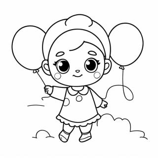 Kiki With Colorful Balloons Coloring Page 50774-40532