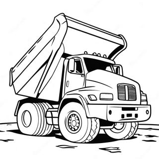 Colorful Dump Truck On Construction Site Coloring Page 5077-4169