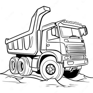 Colorful Dump Truck On Construction Site Coloring Page 5077-4171