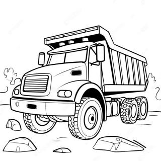 Colorful Dump Truck On Construction Site Coloring Page 5077-4172