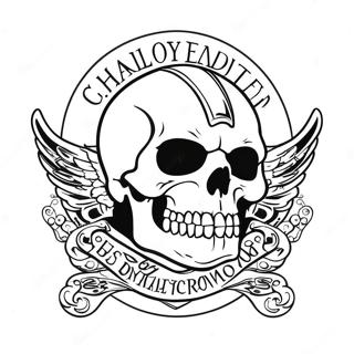 Skull Harley Davidson Logo Coloring Page 50783-40543