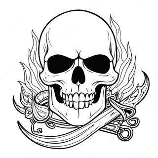 Skull With Flames Harley Davidson Coloring Page 50784-40534