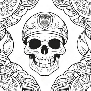 Skull With Flames Harley Davidson Coloring Page 50784-40535