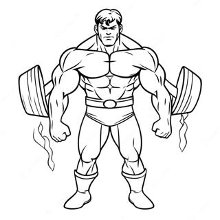 Powerful Superhero Lifting Weights Coloring Page 50804-40559