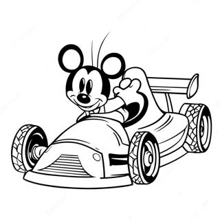 Mickey Mouse Driving A Race Car Coloring Page 50814-40565