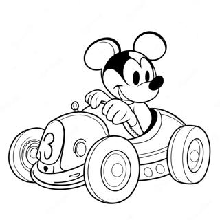 Mickey Mouse Driving A Race Car Coloring Page 50814-40567