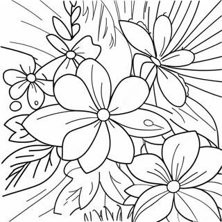 Colorful Tropical Flowers Coloring Page 50874-40612