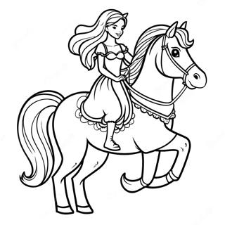 Elegant Princess Riding A Majestic Horse Coloring Page 50884-40613