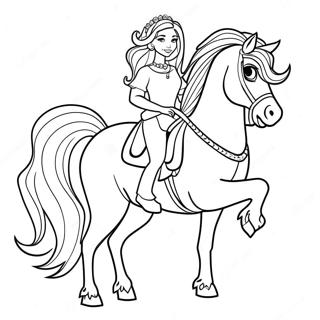 Elegant Princess Riding A Majestic Horse Coloring Page 50884-40615