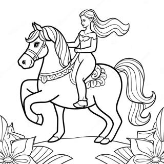 Elegant Princess Riding A Majestic Horse Coloring Page 50884-40616